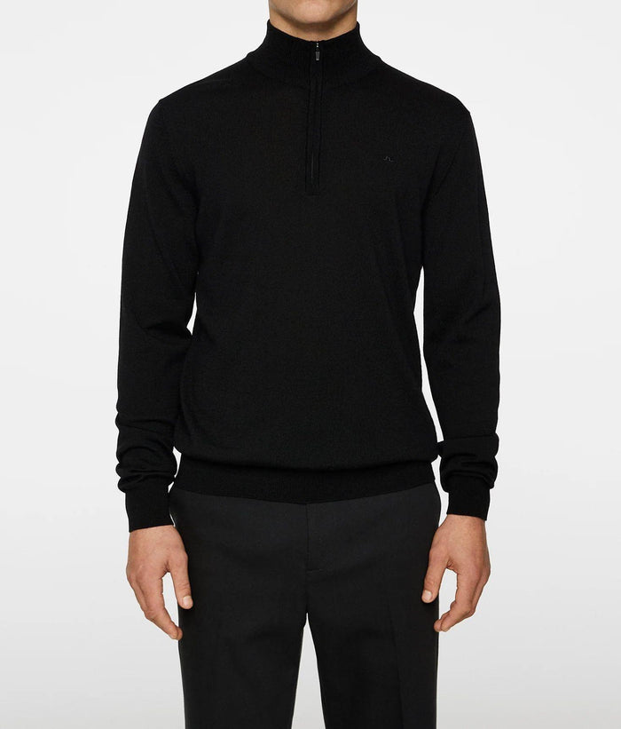 J LINDEBERG Men’s Merino Quarter-Zip Knit Sweater Black