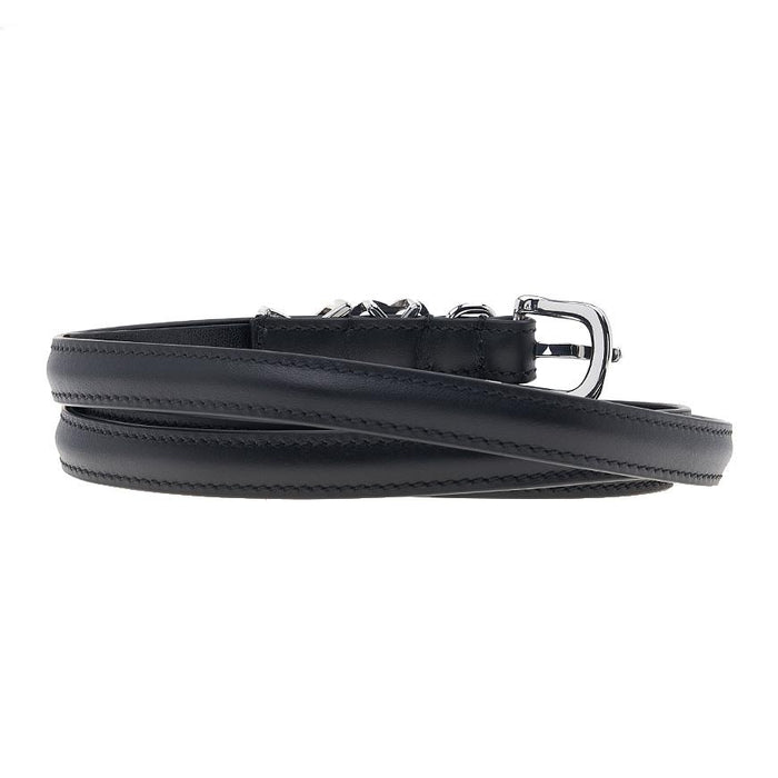 Y PROJECT Black Silver Y Love Buckle Leather Belt