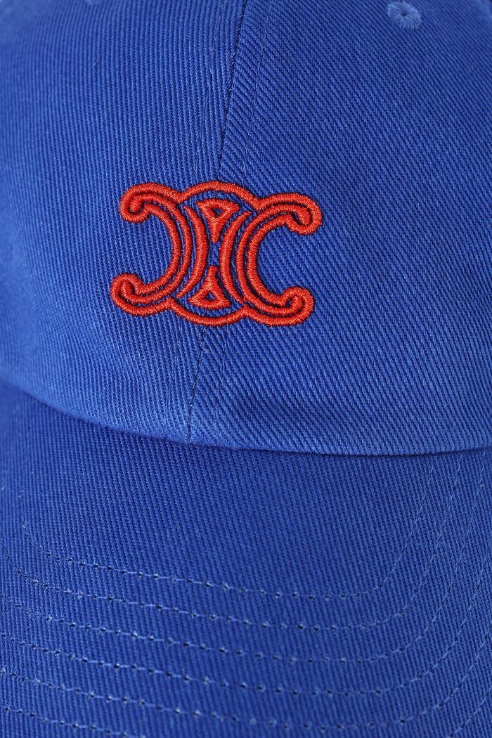 CELINE Vivienne Cotton Twill Cap Blue Red