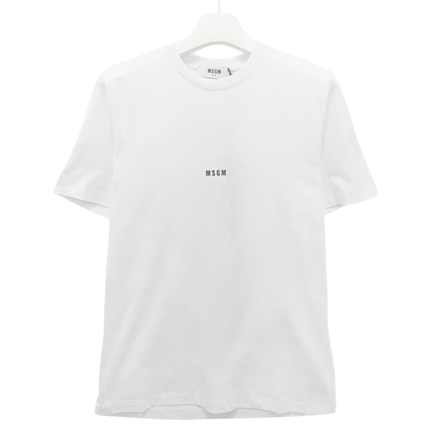 MSGM Mini Logo Print Short Sleeve T-Shirt White Unisex Cotton