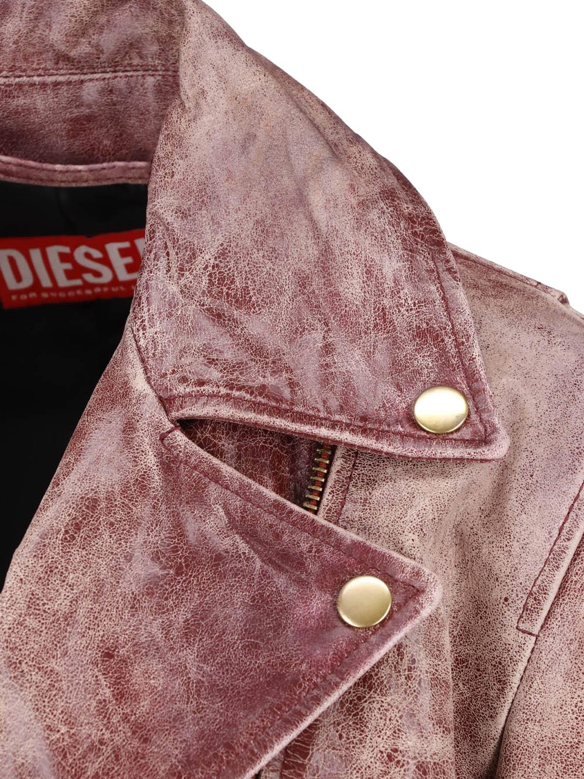 DIESEL Black Leather Moto Biker Jacket Women