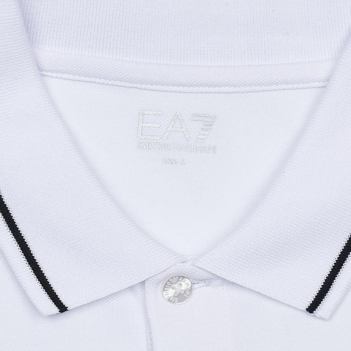 EA7 Men's Logo Print Polo Shirt White Cotton