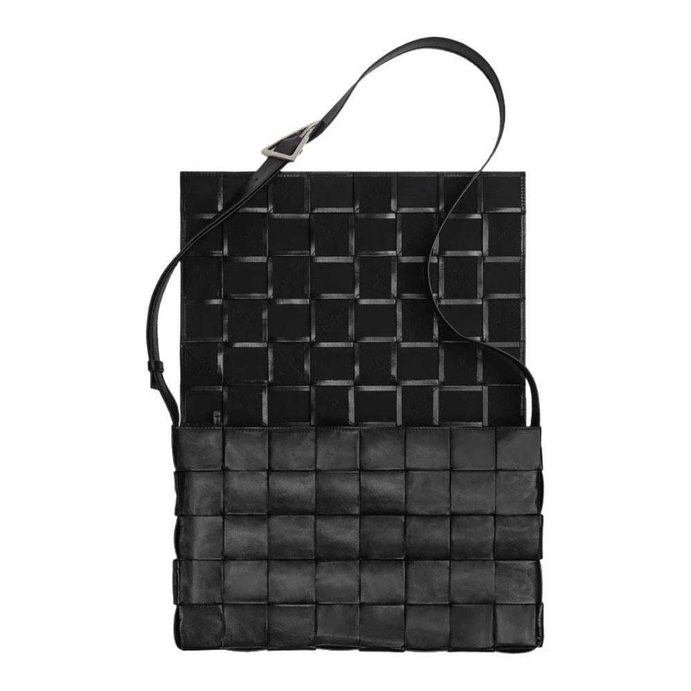 Bottega Veneta Black Leather Cassette Crossbody Bag for Men