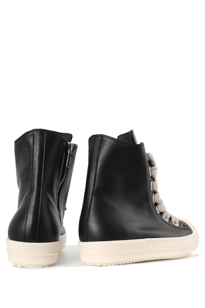 Rick Owens Jumbo Lace High-Top Sneakers Black Milk Leather
