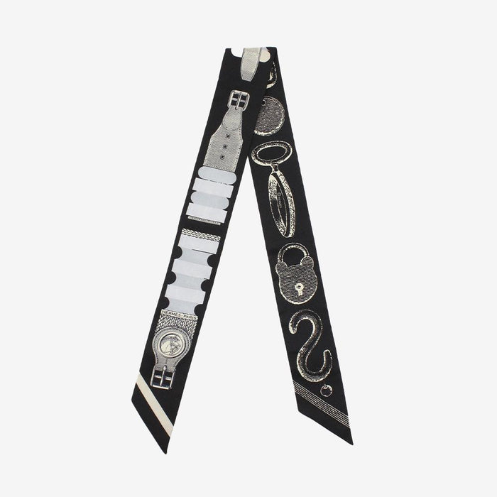 HERMES Poétique de Brides Block Noir Silk Scarf