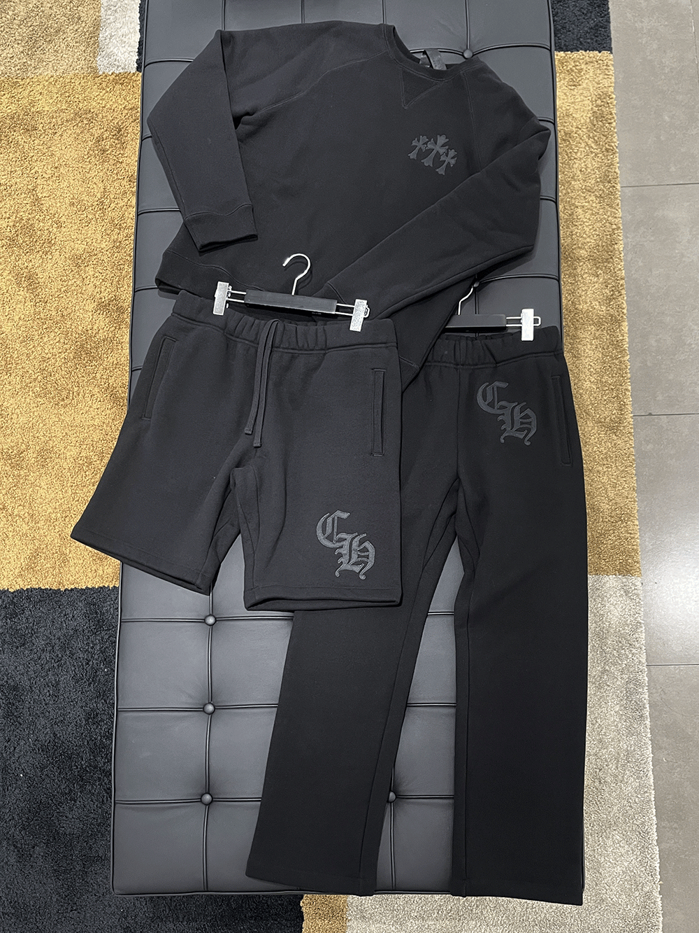 Chrome Hearts Black Relaxed Fit Sweatpants with CH Embroidery