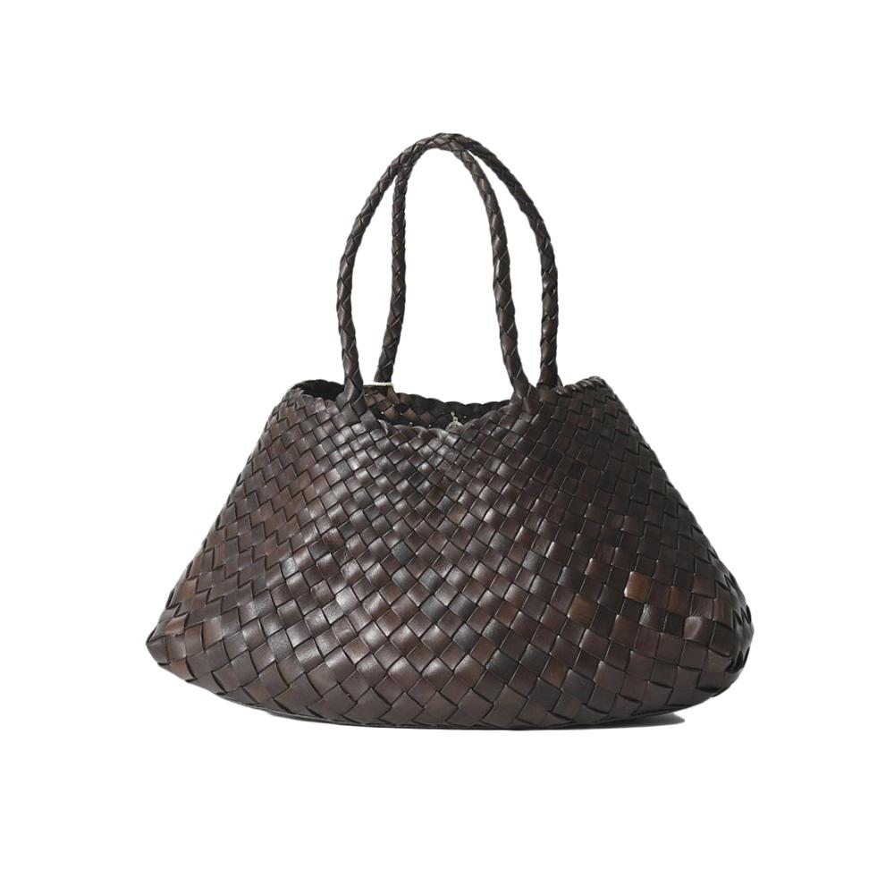 Dragon Diffusion Dark Brown Leather Santa Croce Large Tote Bag 8892 DK BROWN