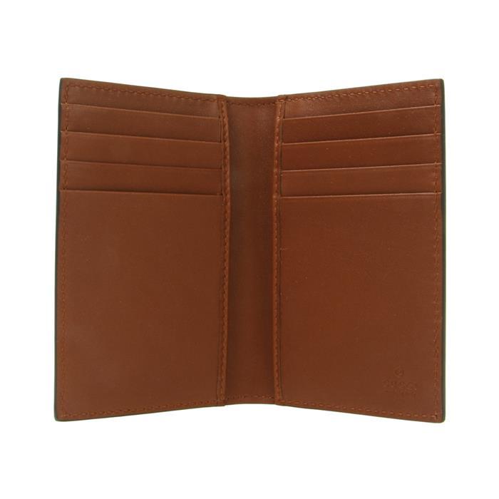 GUCCI GG Emblem Bifold Card Case Brown Leather Cardholder