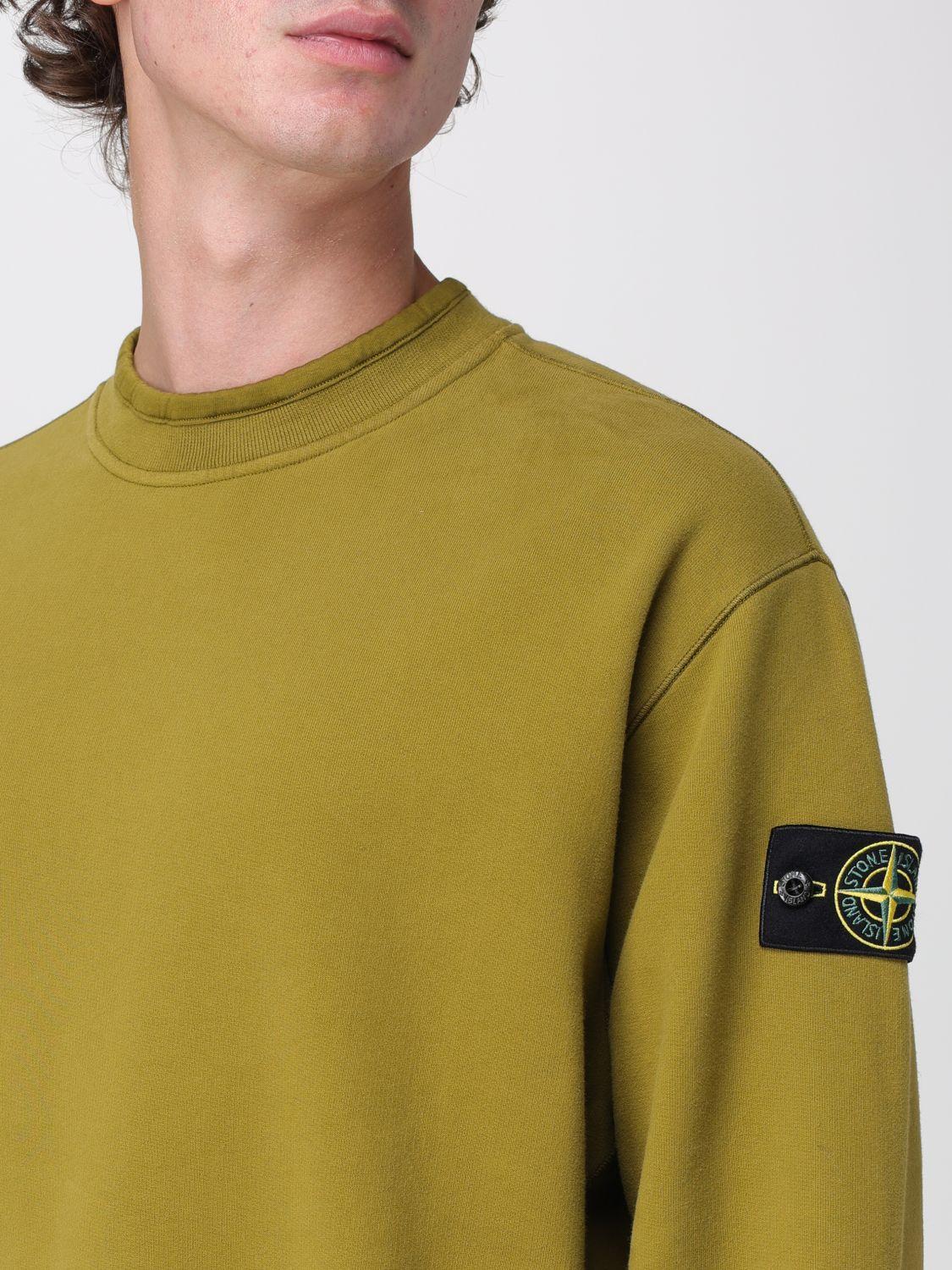 STONE ISLAND Green Cotton Crewneck Sweatshirt for Men