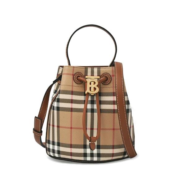 BURBERRY Mini TB Check Bucket Shoulder Bag
