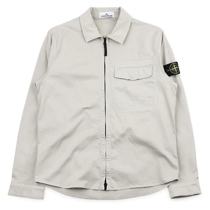 STONE ISLAND Men’s Zip-Up Overshirt Jacket Light Gray L1S15 1200015 S0012 V0061