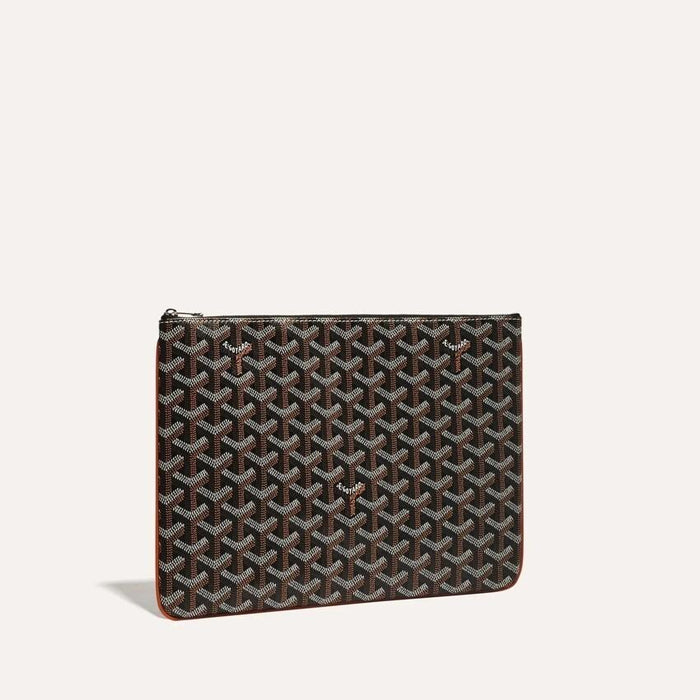 GOYARD Brown Black Tan Senat MM Clutch Bag for Women
