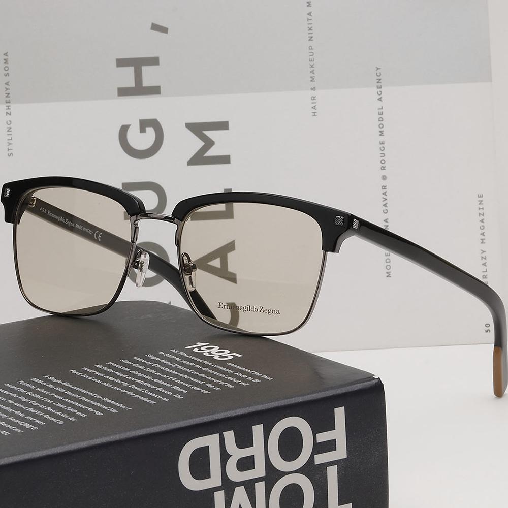 Zegna Half Rim Acetate Optical Eyeglasses UV Protection Lens EZ5139 001
