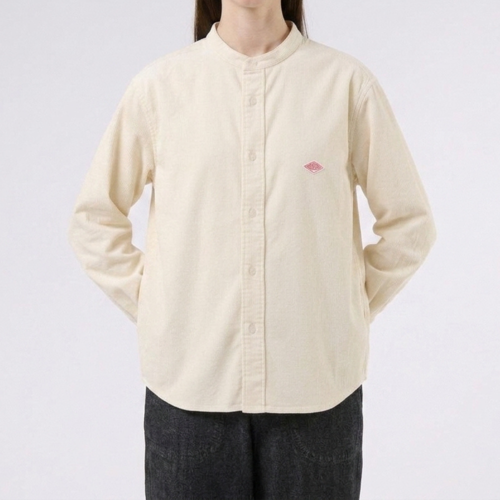 DANTON Women’s Corduroy Band Collar Shirt DT B0290 MCD