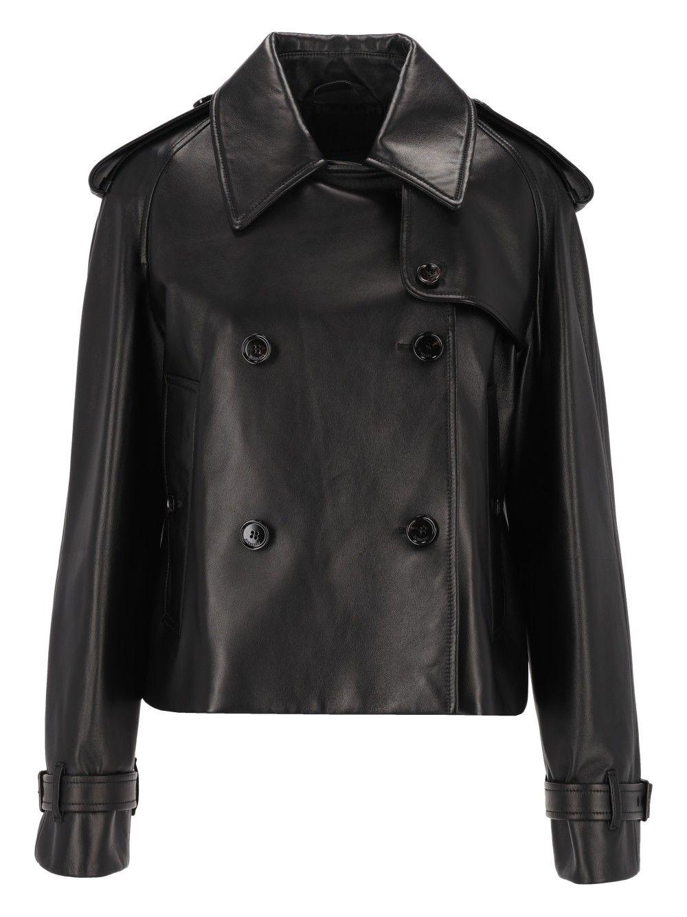 BURBERRY Black Leather Moto Jacket for Women
