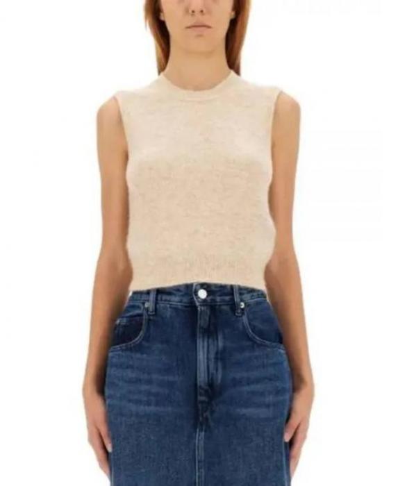 Isabel Marant Ametis Sleeveless Knit Vest Round Neck Black