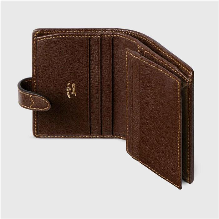 GUCCI Jackie Medium Leather Bifold Wallet Brown Women’s