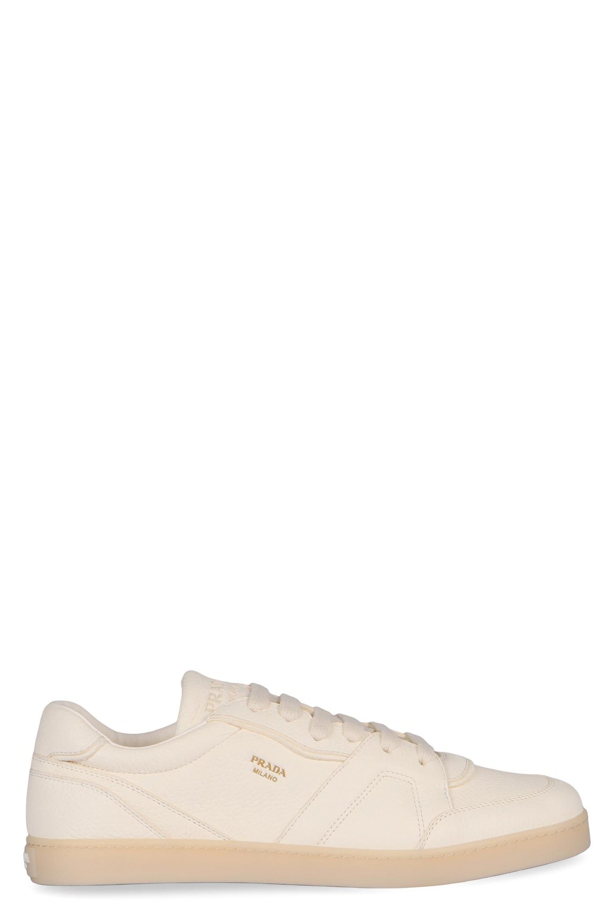 PRADA White Leather Low-Top Sneakers Men’s