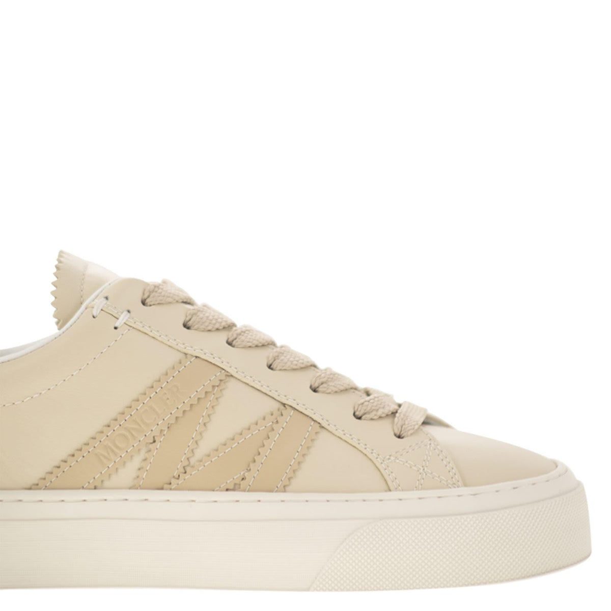 Moncler White Leather Low-Top Sneakers