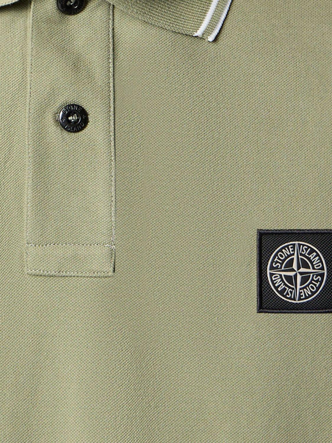 STONE ISLAND Short Sleeve Cotton Polo Shirt Green Men