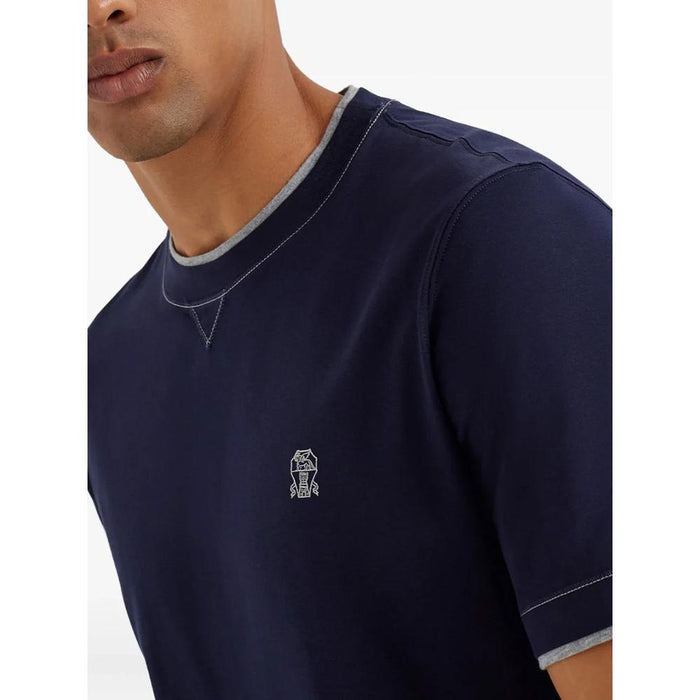Brunello Cucinelli Logo Layered Short Sleeve T-Shirt for Men