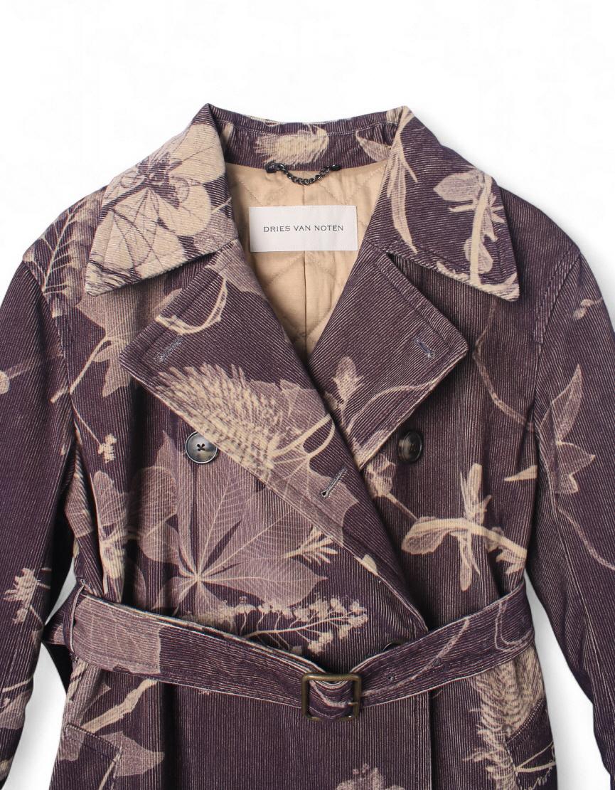 Dries Van Noten Women's Purple Corduroy Trench Coat 232 010200 7044 401