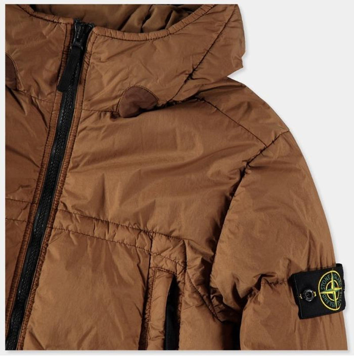 STONE ISLAND Crinkle Reps Hooded Down Jacket Tobacco