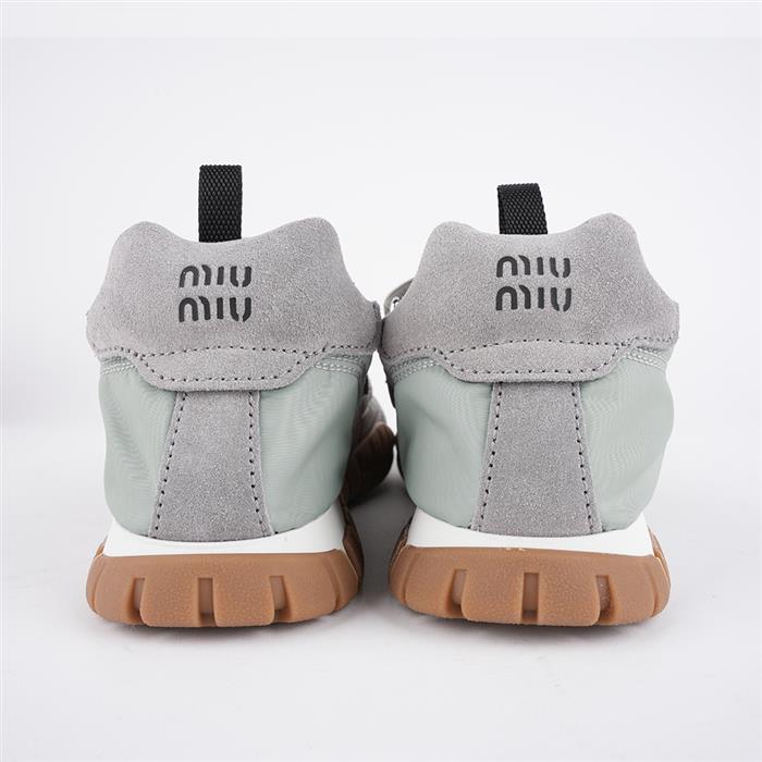 Miu Miu Tire Technical Suede Ballerina Sneakers Low-Top Navy