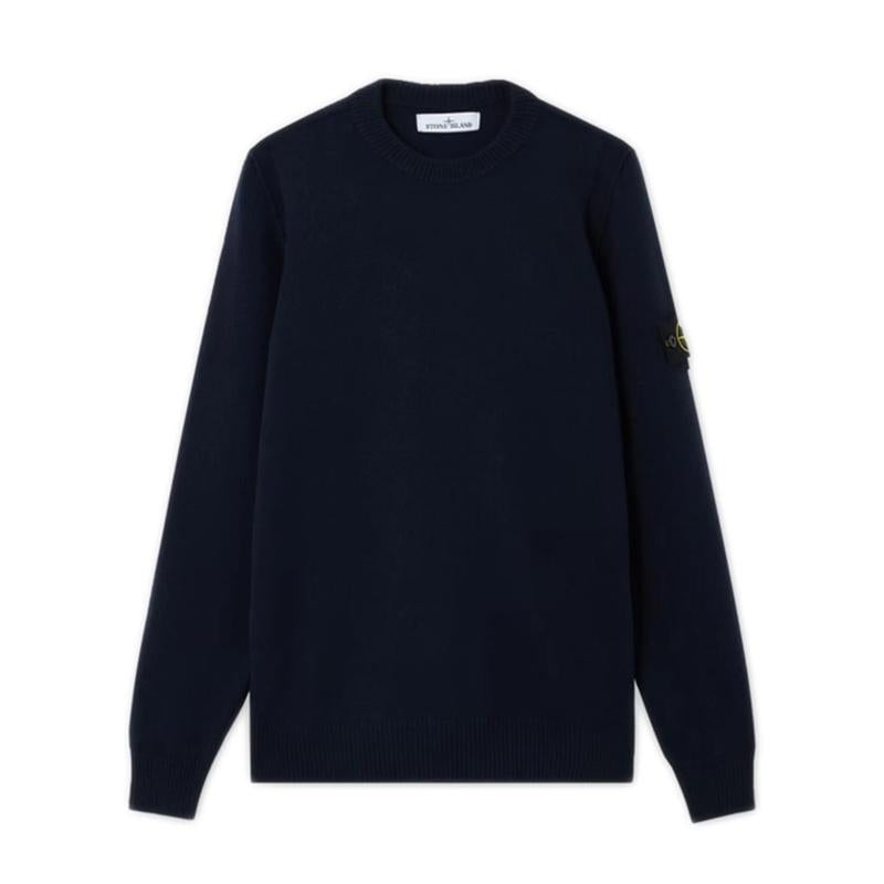 STONE ISLAND Lambswool Crewneck Knit Sweater for Men Black