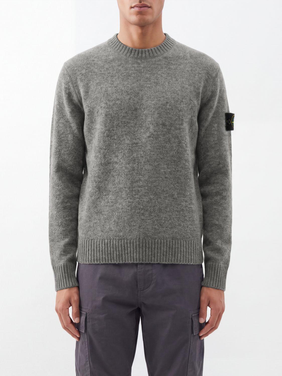 STONE ISLAND Green Wool Round Neck Knit Sweater