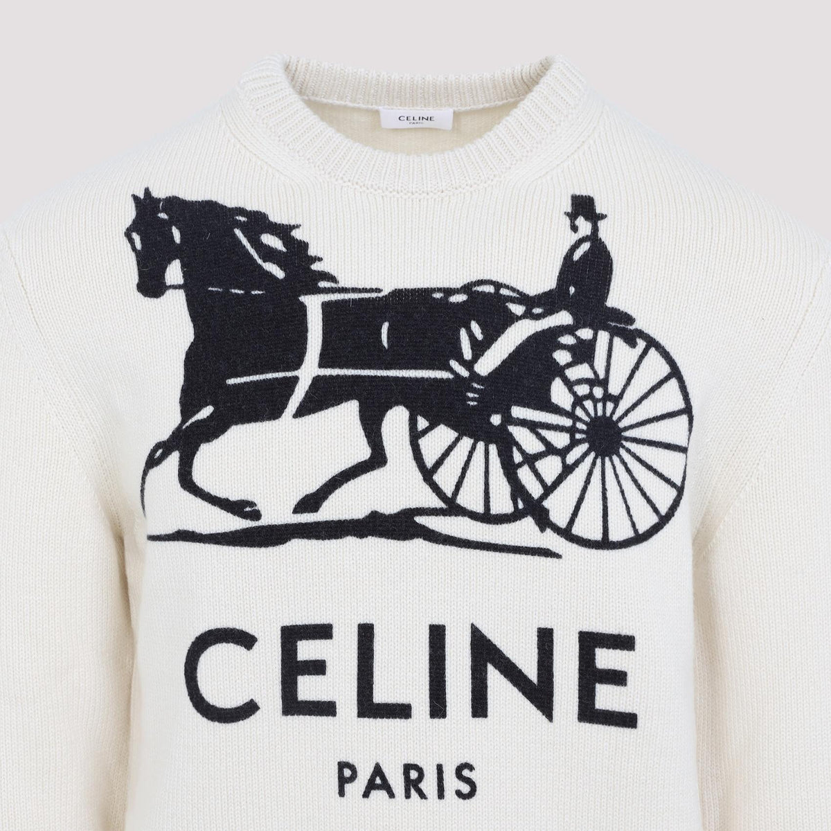 CELINE Wool Round Neck Knit Sweater for Men