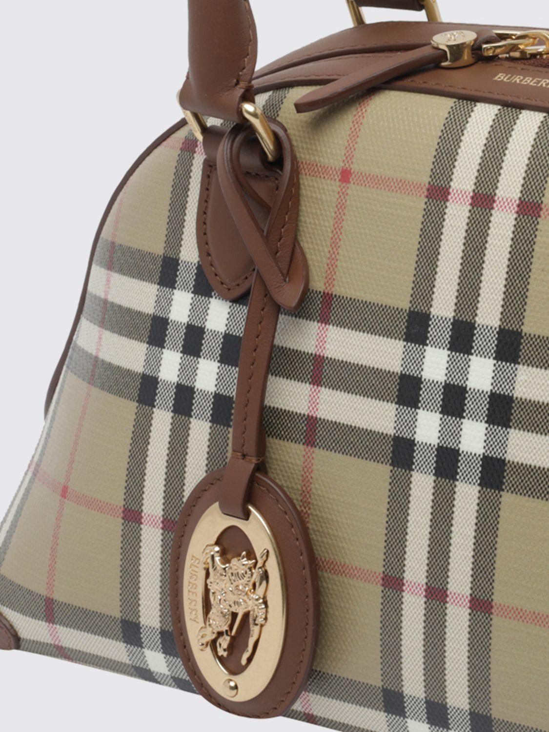 BURBERRY Canvas Leather Tote Bag Beige Black