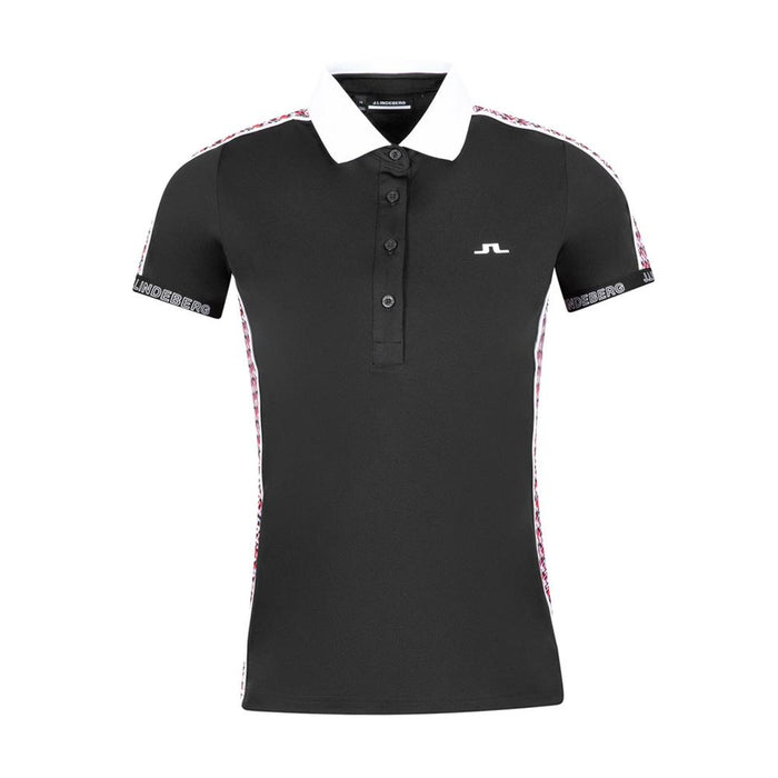 J LINDEBERG Damai Side Pattern Collar T-Shirt Black Women’s