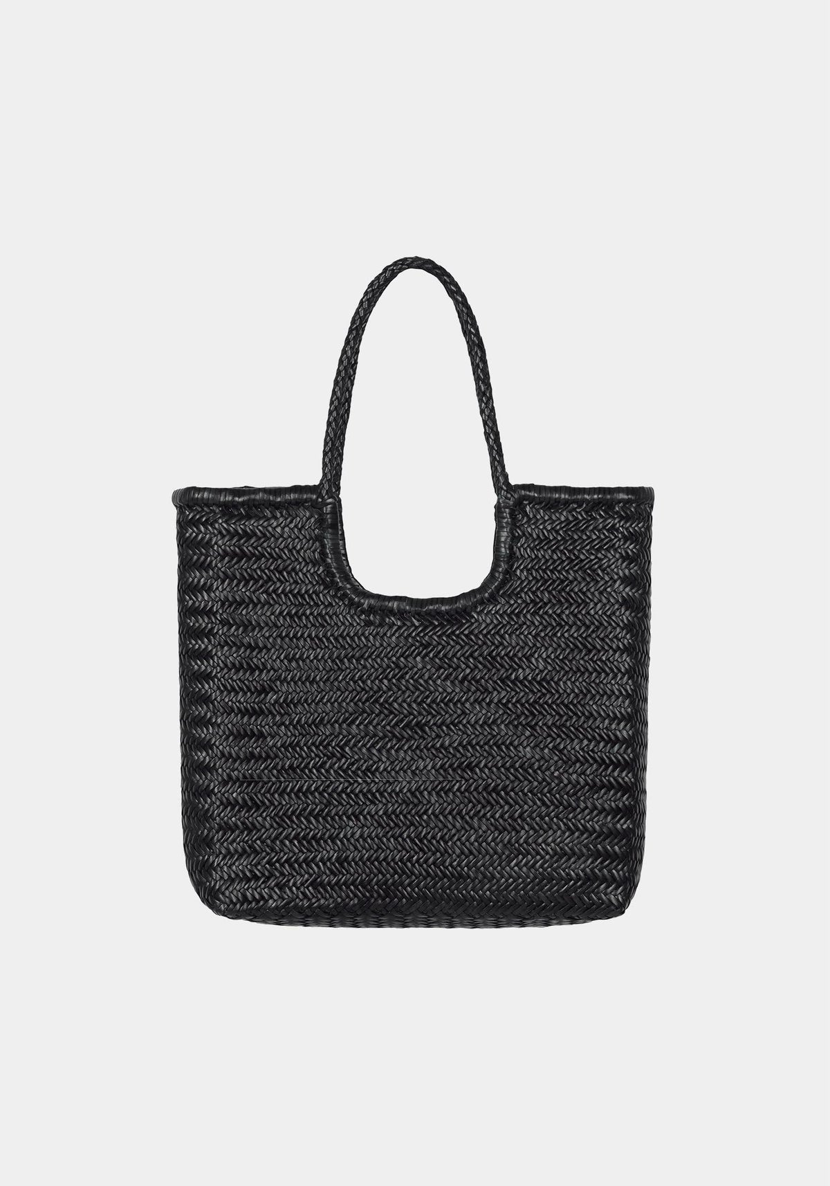 Dragon Diffusion Black Leather Diagonal Triple Jump Tote Shoulder Bag 8914 BLACK