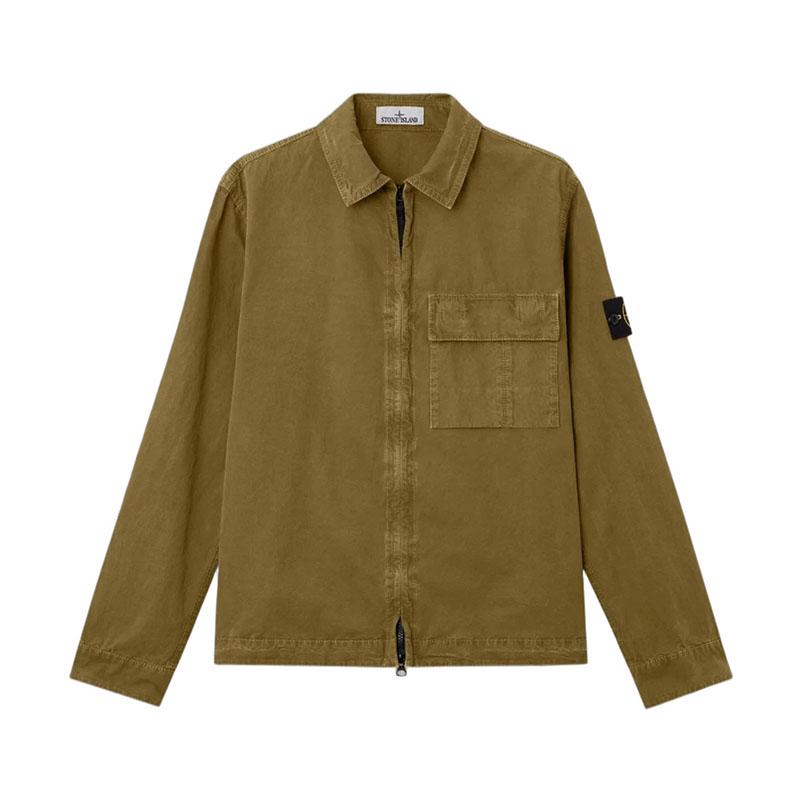 STONE ISLAND Old Effect Green Men's Overshirt Jacket 1200008 S00WN V015G