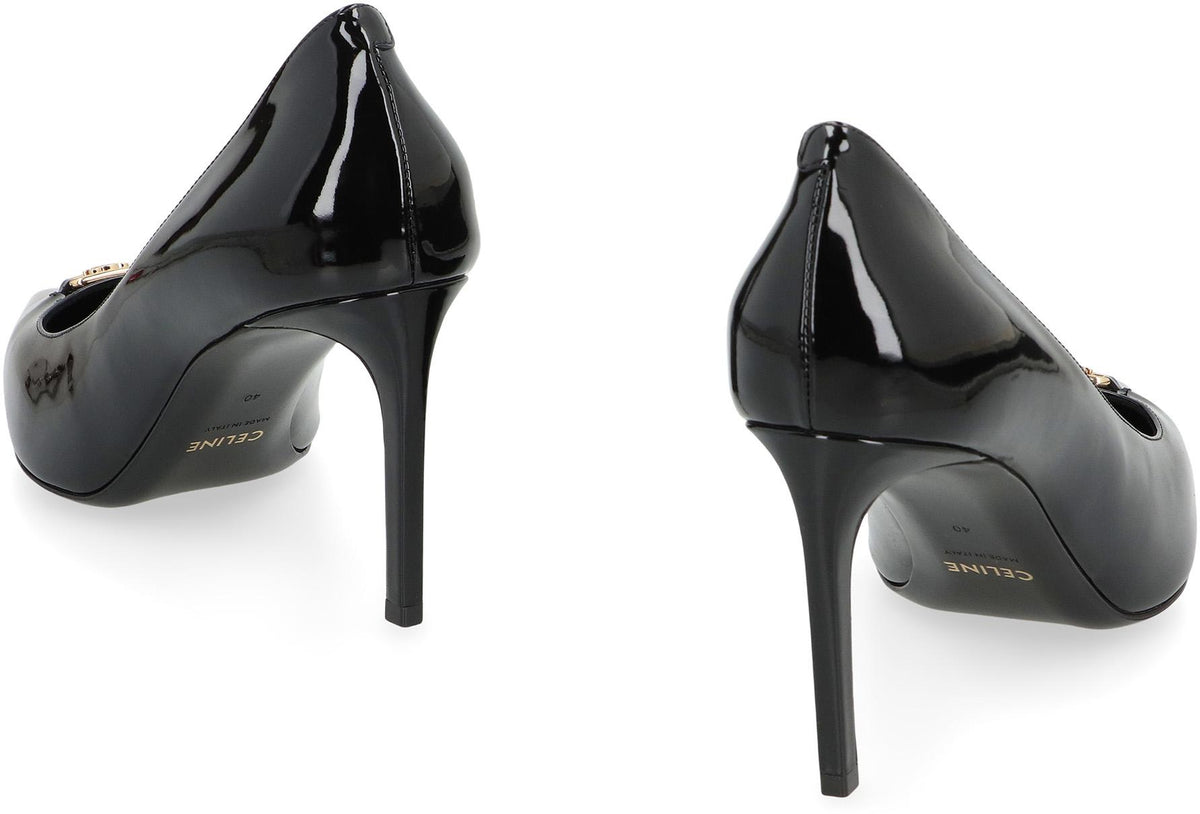 CELINE Black Leather Pumps Slingback Heels