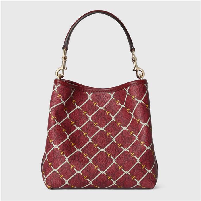 GUCCI GG Emblem Small Bucket Bag Shoulder Bag Pink Leather