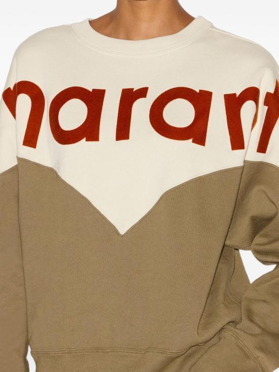 Isabel Marant Long Sleeve Sweatshirt Ecru Cotton Crewneck