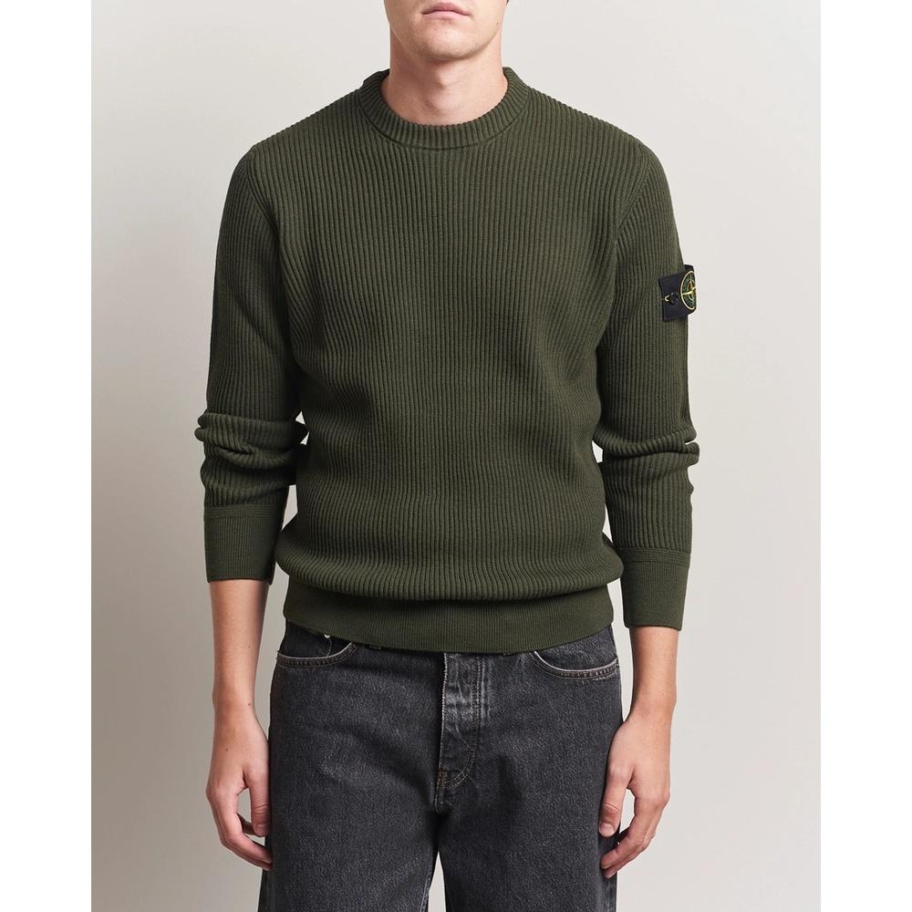 STONE ISLAND Logo Patch Wool Crewneck Sweater for Men