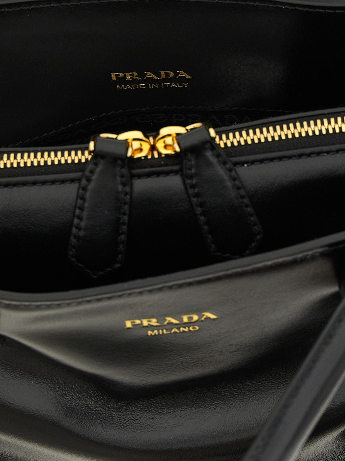 PRADA Black Leather Structured Tote Bag