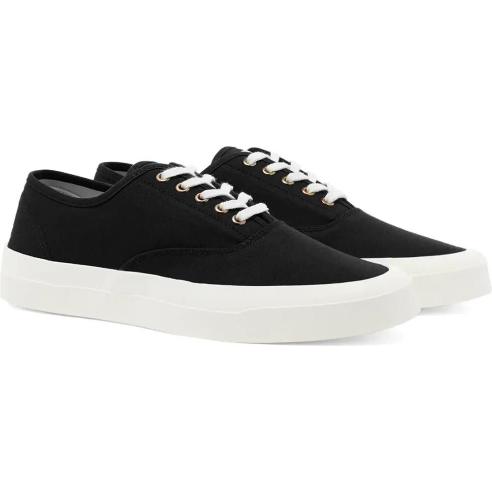 Maison Kitsune Black Canvas Lace-Up Low-Top Sneakers for Women