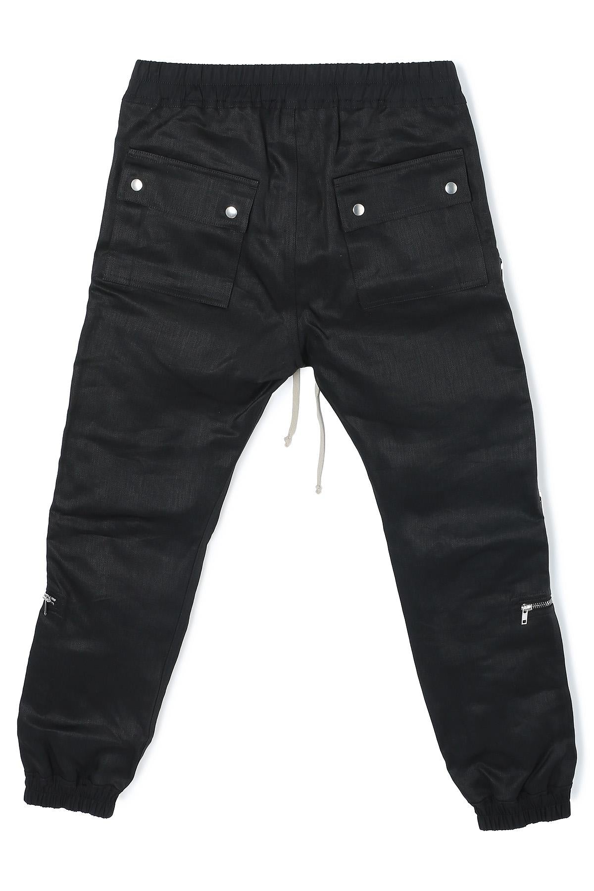 Rick Owens Black Coated Linen Twill Headon Joggers RU01E5368 TWL 09