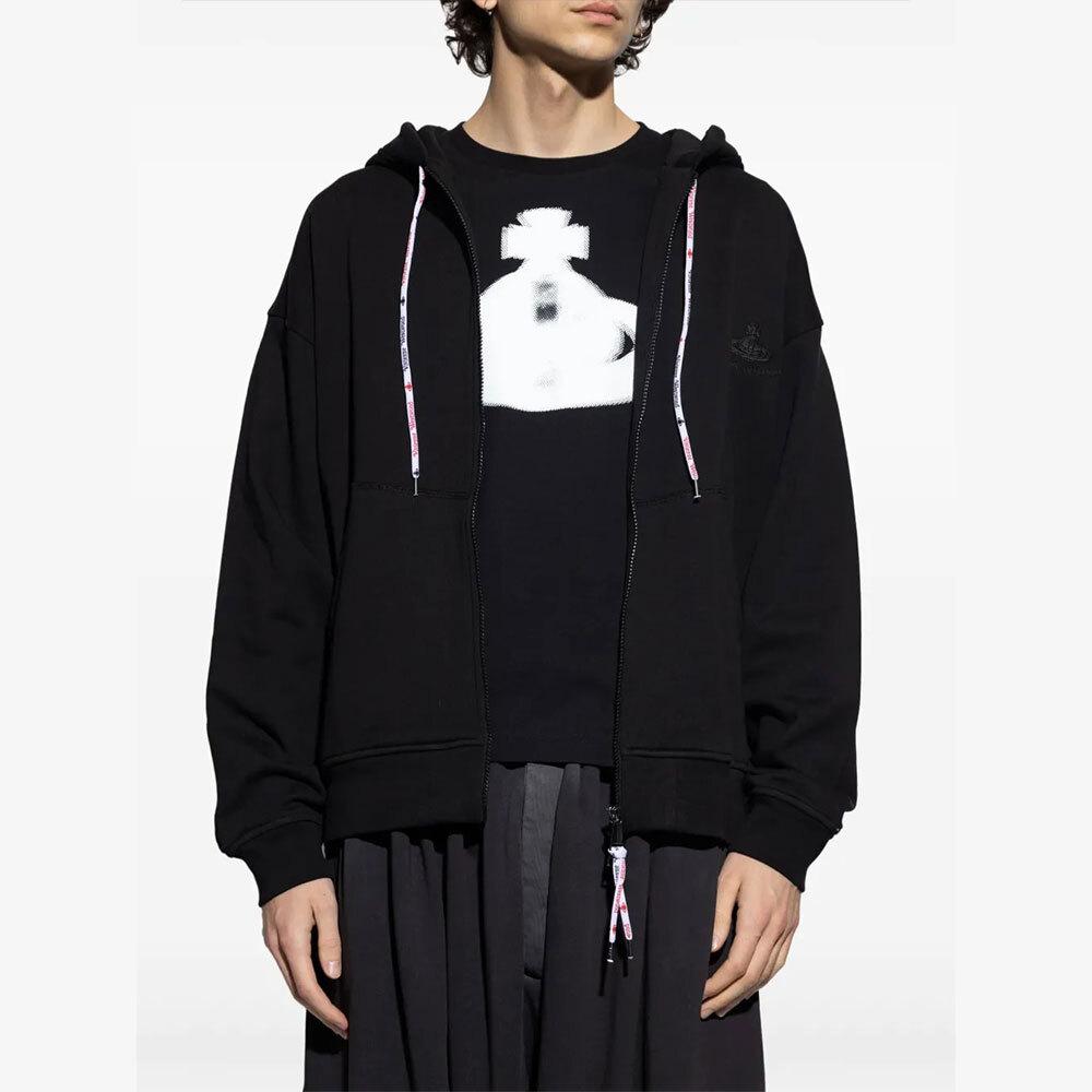 Vivienne Westwood Rugged Zip Hoodie Men Black Cotton