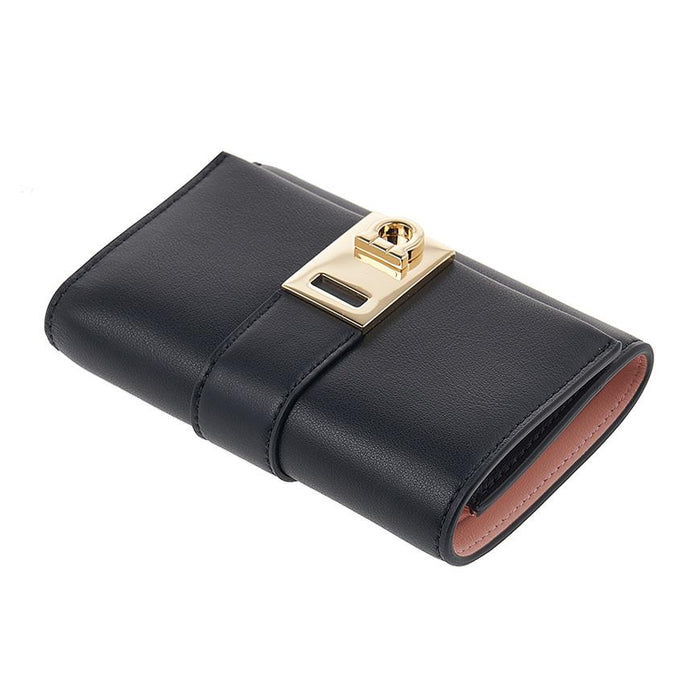 Ferragamo Women Hug Compact Bifold Wallet Black Leather 0770860