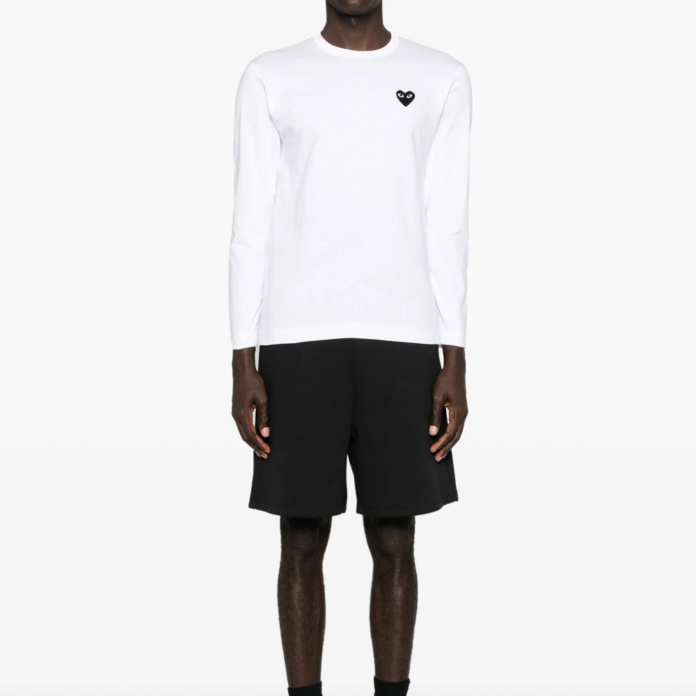 Comme des Garcons Black Heart Logo Long Sleeve T-Shirt White