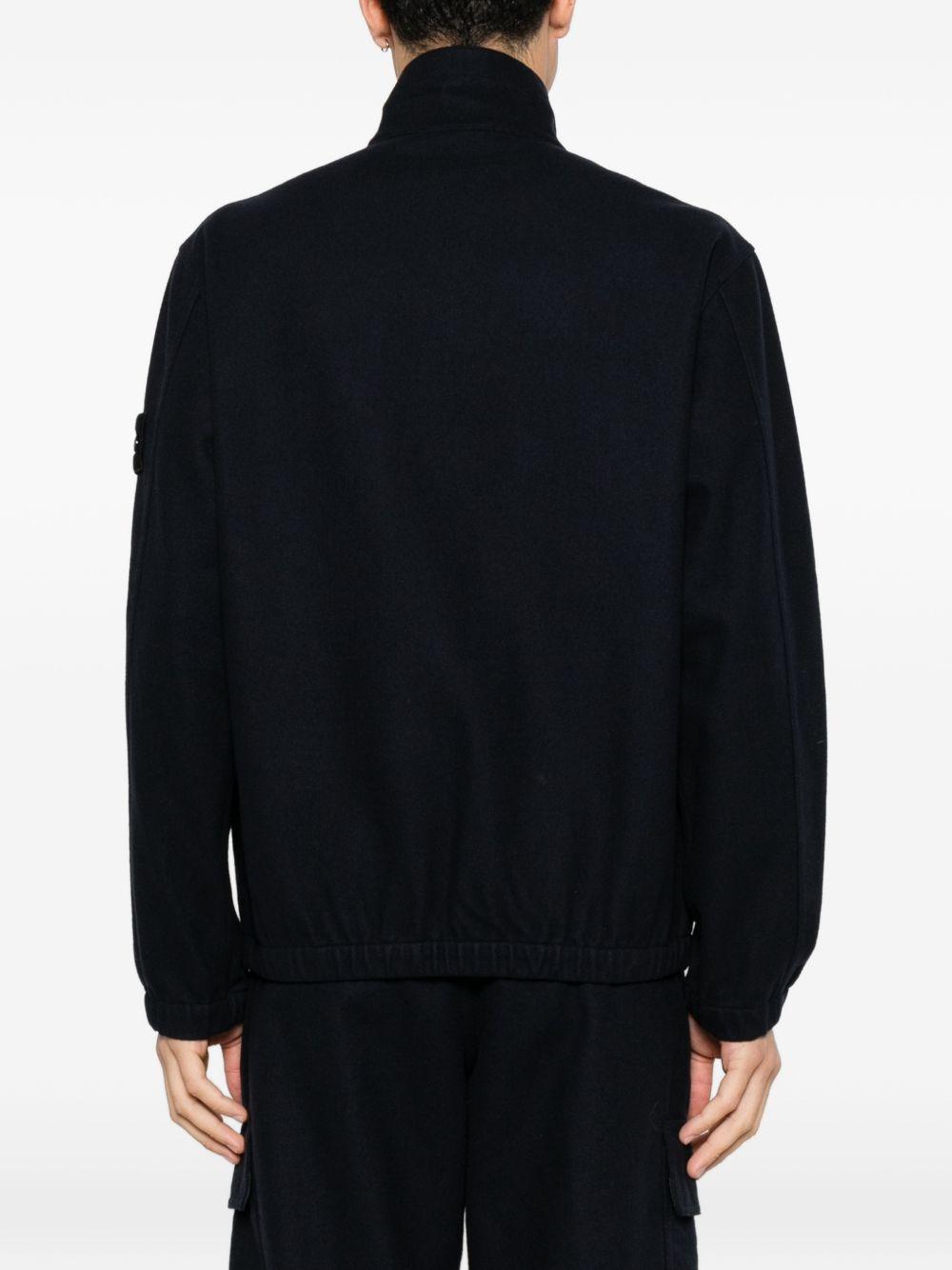 STONE ISLAND Black Wool Zip-Up Knit Sweater