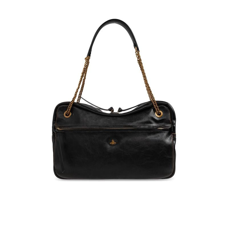 Vivienne Westwood Dolce Large Shoulder Bag Black Leather