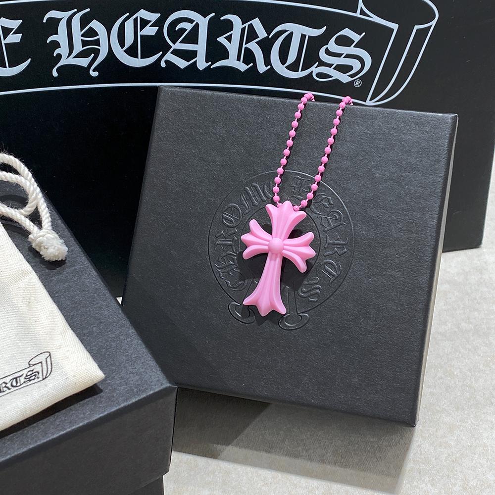 Chrome Hearts Pink CH Cross Pendant Necklace Unisex