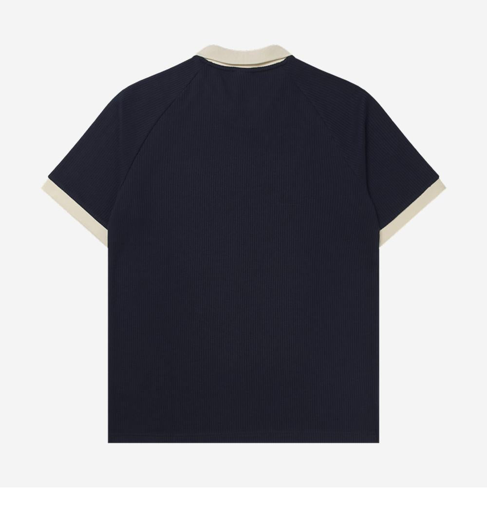 Adidas Waffle Polo Short Sleeve Collar T-Shirt Navy KB5461