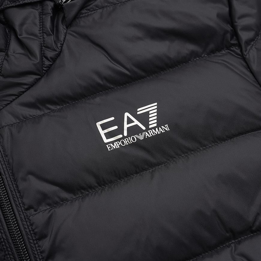 EA7 Women’s Hooded Puffer Peacoat Jacket Black
